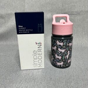 Simple Modern Water Bottle Kids 10oz Black Pink Unicorn Fields Summit Straw Lid